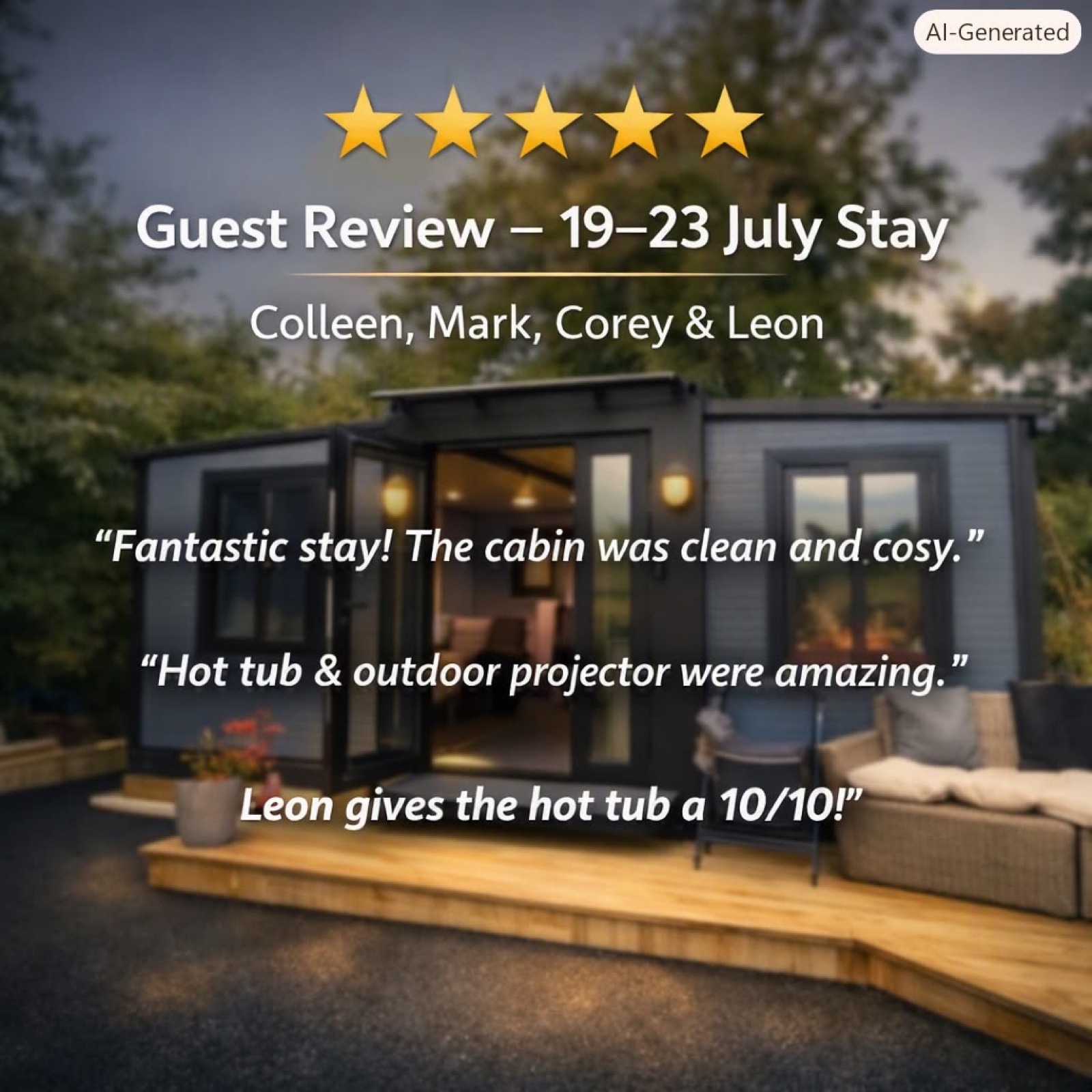 Guest review card for the 19 to 23 July stay