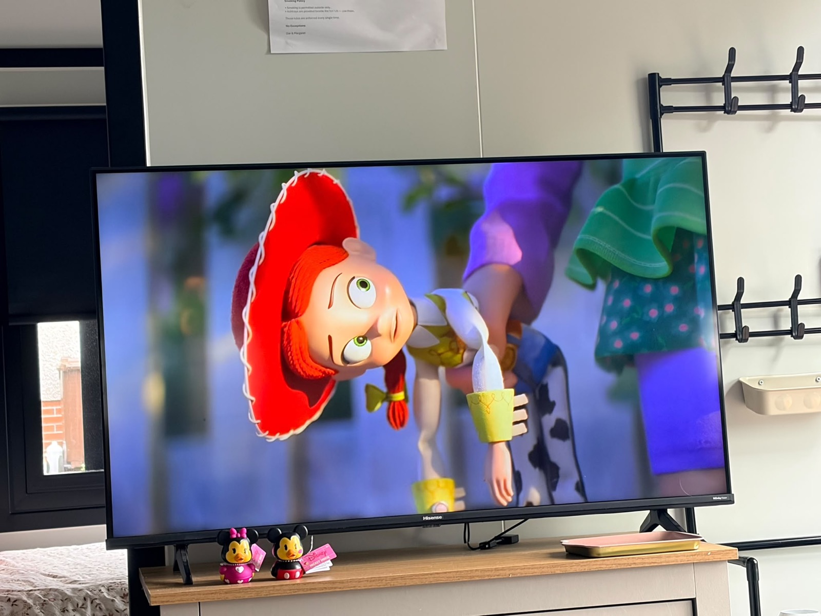 Smart TV in the cabin playing a family film